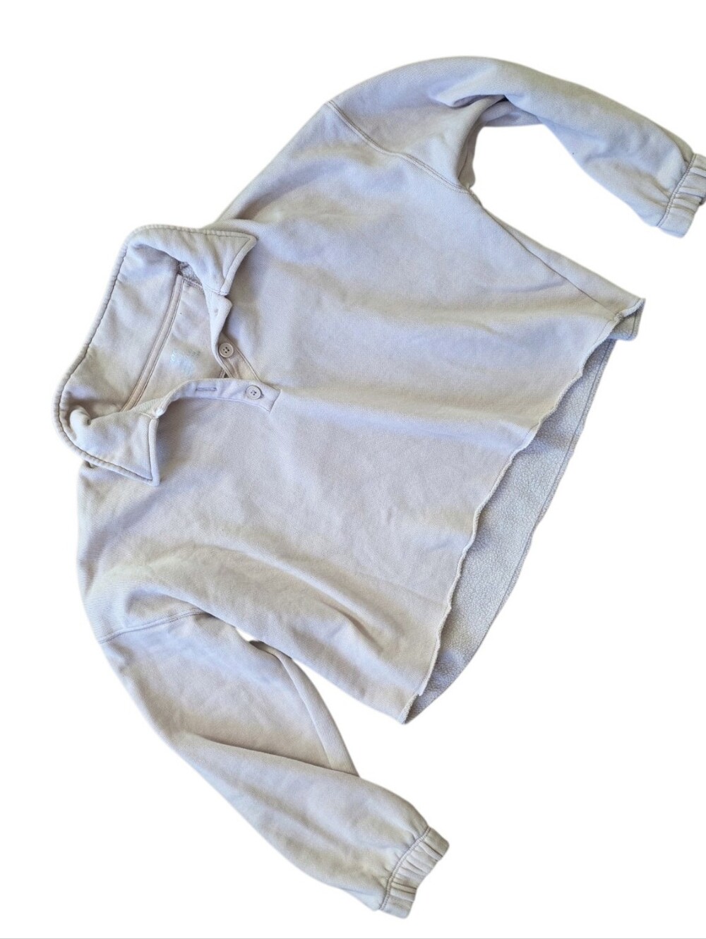 Aerie Cream Oversized Polo Collar Sweatshirt Pullover